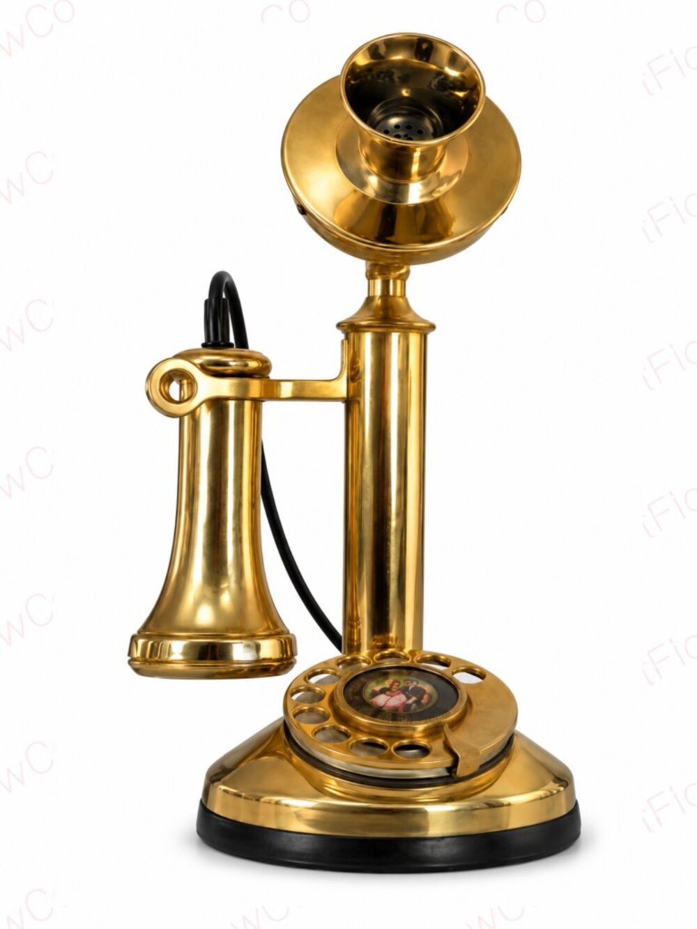 Vintage Brass Candlestick Telephone Victorian Style Decorative Reproduction